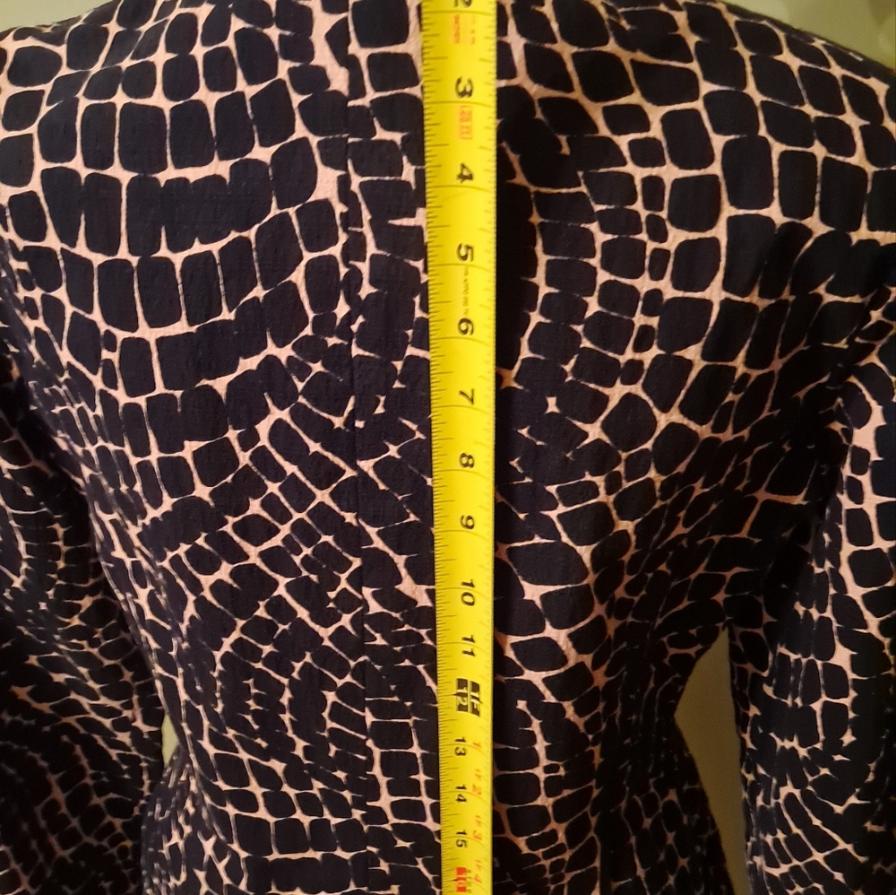 Maggy London Zip Front Brown and Beige Print Jacket Size 4 - Picture 5 of 5